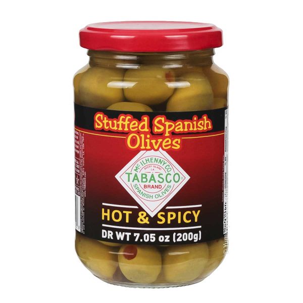 Hot & Spicy Spanish Manzanilla Green Olives Stuffed with Red Pepper by Tabasco, 7.1 oz (200 g) Online Hot Sale