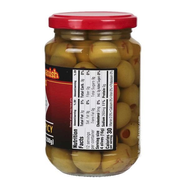 Hot & Spicy Spanish Manzanilla Green Olives Stuffed with Red Pepper by Tabasco, 7.1 oz (200 g) Online Hot Sale - Image 2