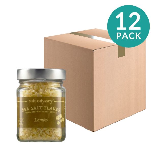 12-Pack Lemon Sea Salt Flakes from Messolonghi by Salt Odyssey, 3.5 oz (100 g) Hot on Sale