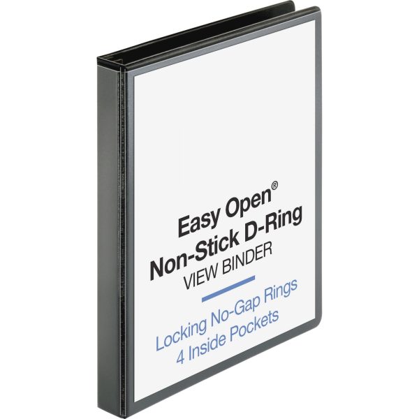Business Source Locking D-Ring View Binder - 1  Binder Capacity - Letter - 8 1 2  x 11  Sheet Size - 200 Sheet Capacity - D-Ring Fastener(s) - 4 Inside Front & Back Pocket(s) - Polypropylene, Chipboard - Black - Recycled - Locking Ring, Clear Overlay Online Hot Sale