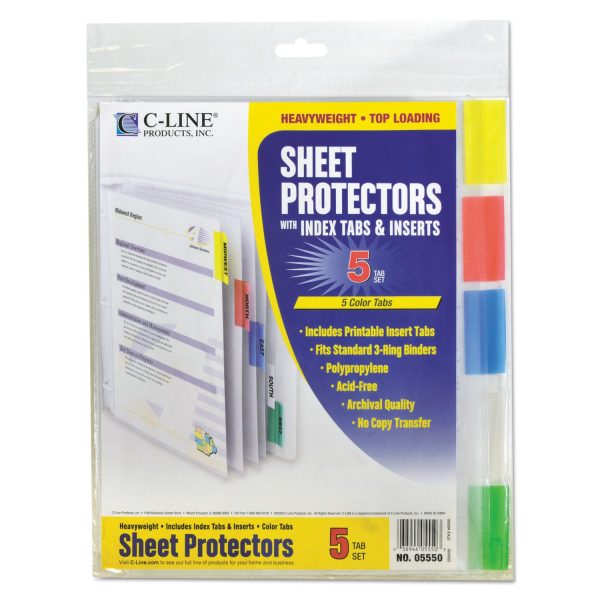 Sheet Protectors with Index Tabs, Assorted Color Tabs, 2 , 11 x 8.5, 5 Set Fashion - Image 3