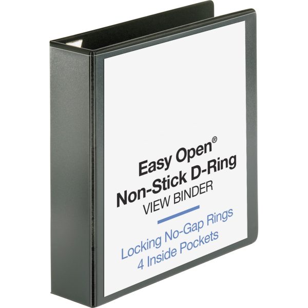 Business Source Locking D-Ring View Binder - 2  Binder Capacity - Letter - 8 1 2  x 11  Sheet Size - 500 Sheet Capacity - D-Ring Fastener(s) - 4 Inside Front & Back Pocket(s) - Polypropylene, Chipboard - Black - Recycled - Locking Ring, Clear Overlay For Sale
