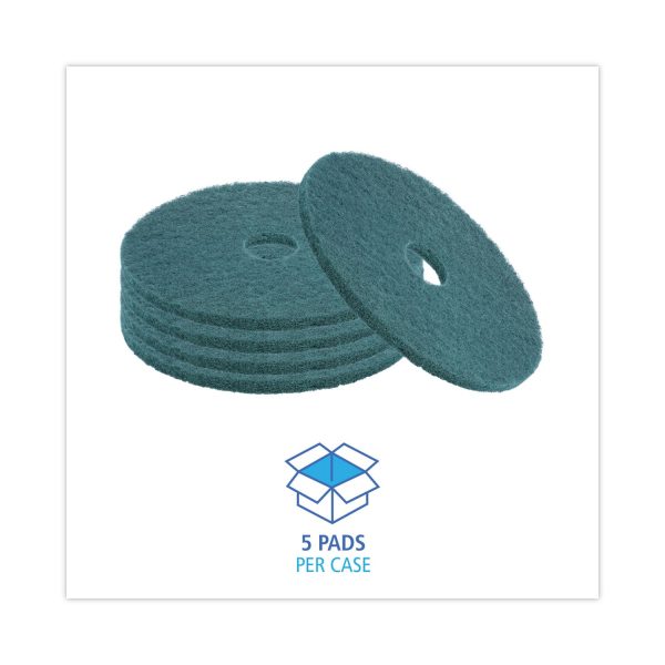 Heavy-Duty Scrubbing Floor Pads, 18  Diameter, Green, 5 Carton Supply - Image 3