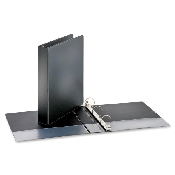 Business Source Basic Round Ring Binders - 1 1 2  Binder Capacity - Letter - 8 1 2  x 11  Sheet Size - 350 Sheet Capacity - 3 x Round Ring Fastener(s) - Internal Pocket(s) - Chipboard, Polypropylene - Black - Exposed Rivet, Sturdy - 4   Bundle Supply - Image 5