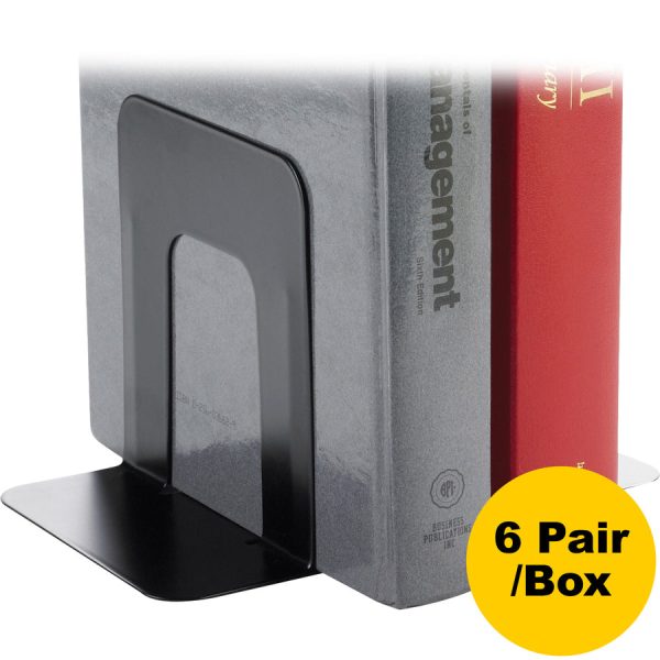 Business Source Heavy-gauge Steel Book Supports - 5.3  Height x 5  Width x 4.8  DepthDesktop - Non-skid Base, Scratch Resistant, Stain Resistant - Black - Steel - 12   Box Fashion - Image 2
