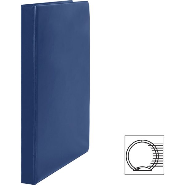 Business Source Basic Round Ring Binders - 1 2  Binder Capacity - Letter - 8 1 2  x 11  Sheet Size - 125 Sheet Capacity - 3 x Round Ring Fastener(s) - Internal Pocket(s) - Chipboard, Polypropylene - Dark Blue - Exposed Rivet, Sturdy - 4   Bundle Online Hot Sale - Image 3