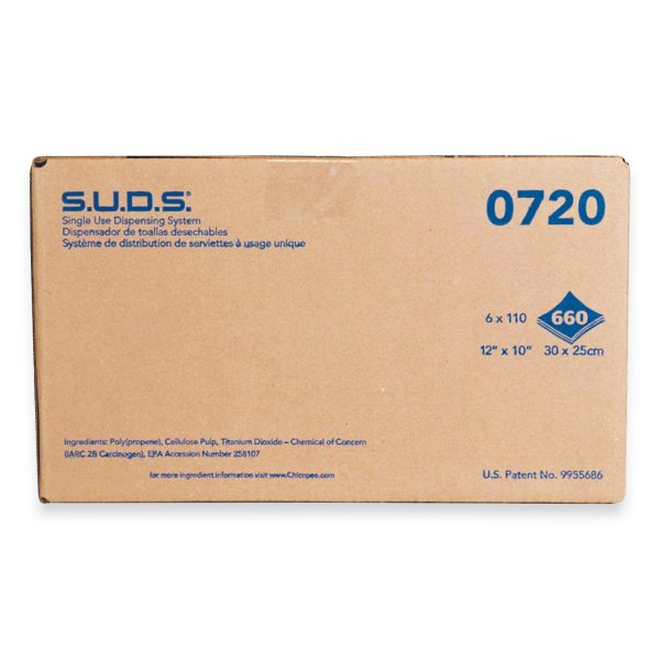 S.U.D.S. Single Use Dispensing System Towels For Quat, 1-Ply, 10 x 12, Unscented, White, 110 Roll, 6 Rolls Carton Online now - Image 2