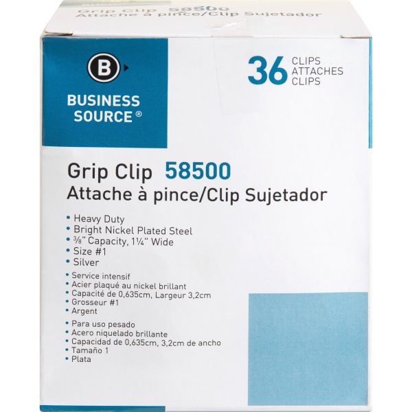 Business Source Bulldog Grip Clips - No. 1 - 1.3  Width - for Paper - Heavy Duty - 36   Box - Silver Sale - Image 2