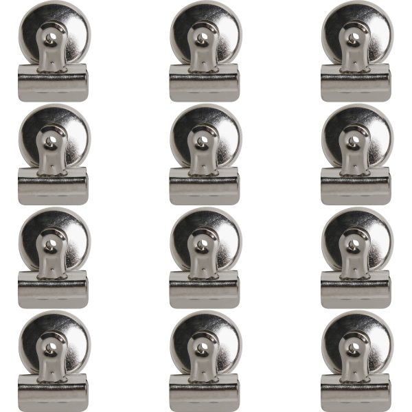 Business Source Magnetic Grip Clips - No. 1 - 1.3  Width - for Paper - Magnetic Backing, Heavy Duty - 12   Box - Silver Online Hot Sale