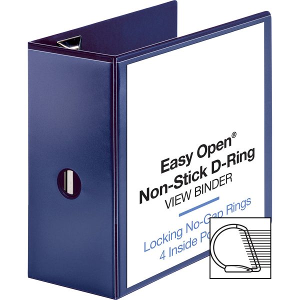 Business Source Navy D-ring Binder - 5  Binder Capacity - Letter - 8 1 2  x 11  Sheet Size - D-Ring Fastener(s) - 4 Pocket(s) - Polypropylene - Navy - Clear Overlay, Non-stick, Ink-transfer Resistant, Locking Ring - 1 Each Cheap - Image 5