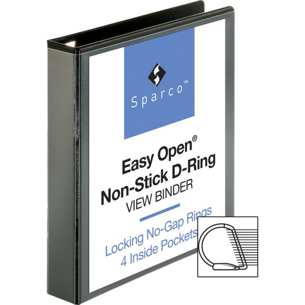 Business Source Locking D-Ring View Binder - 1 1 2  Binder Capacity - Letter - 8 1 2  x 11  Sheet Size - 325 Sheet Capacity - D-Ring Fastener(s) - 4 Inside Front & Back Pocket(s) - Polypropylene, Chipboard - Black - Recycled - Acid-free, Non-glare, C Discount - Image 5