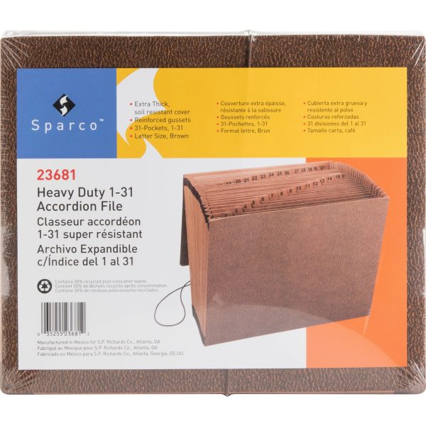 Business Source Letter Recycled Expanding File - 8 1 2  x 11  - 31 Pocket(s) - Brown - 30% Recycled - 1 Each For Sale - Image 2