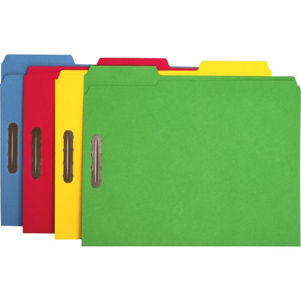 Business Source 1 3 Tab Cut Letter Recycled Fastener Folder - 8 1 2  x 11  - 3 4  Expansion - 2 Fastener(s) - 2  Fastener Capacity - Top Tab Location - Assorted Position Tab Position - Yellow, Blue, Green, Red - 10% Recycled - 50   Box For Cheap