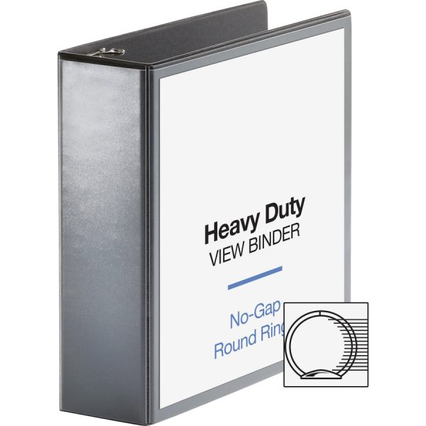 Business Source Heavy-duty View Binder - 3  Binder Capacity - Letter - 8 1 2  x 11  Sheet Size - 625 Sheet Capacity - Round Ring Fastener(s) - 2 Internal Pocket(s) - Polypropylene, Chipboard - Black - Heavy Duty, Wrinkle-free, Gap-free Ring, Non-glar Online Hot Sale - Image 4