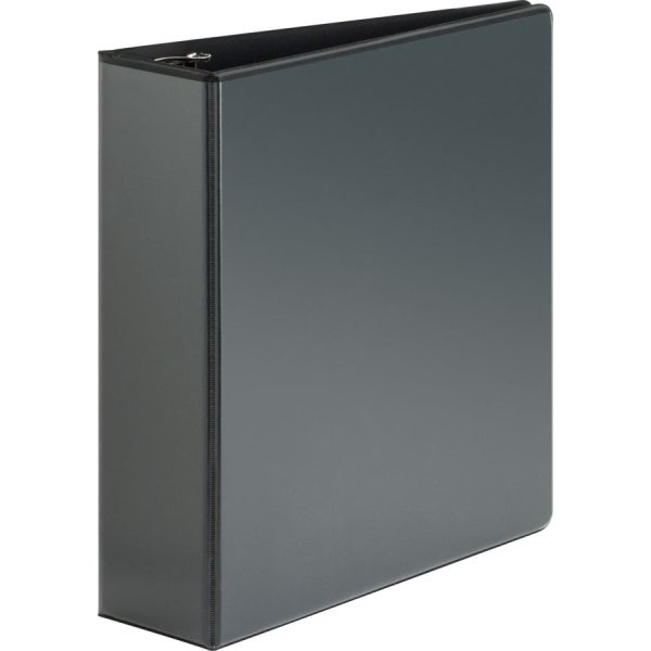 Business Source Heavy-duty View Binder - 3  Binder Capacity - Letter - 8 1 2  x 11  Sheet Size - 625 Sheet Capacity - Round Ring Fastener(s) - 2 Internal Pocket(s) - Polypropylene, Chipboard - Black - Heavy Duty, Wrinkle-free, Gap-free Ring, Non-glar Online Hot Sale - Image 5