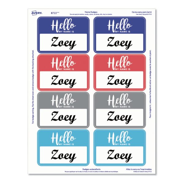 Flexible Adhesive Name Badge Labels,  Hello , 3 3 8 x 2 1 3, Assorted, 120 PK Discount - Image 3