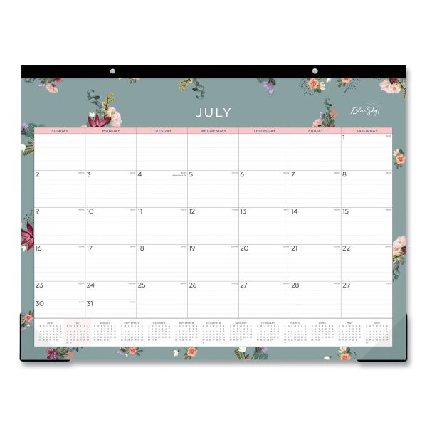 Greta Academic Year Desk Pad Calendar, Floral Artwork, 22 x 17, Green White Pink Sheets, 12-Month (July to June): 2023-2024 For Discount