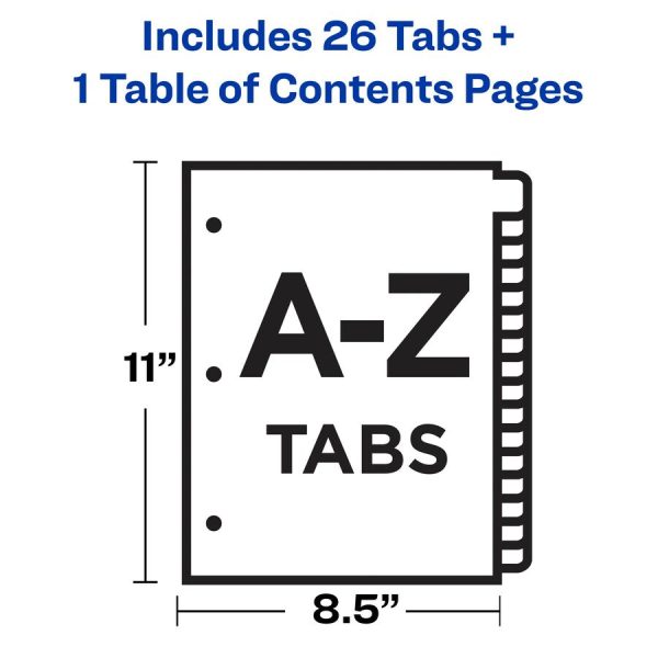 Avery A-Z Black & White Table of Contents Dividers - 26 x Divider(s) - A-Z, Table of Contents - 26 Tab(s) Set - 8.5  Divider Width x 11  Divider Length - 3 Hole Punched - White Paper Divider - White Paper Tab(s) - 12 Online Sale - Image 5