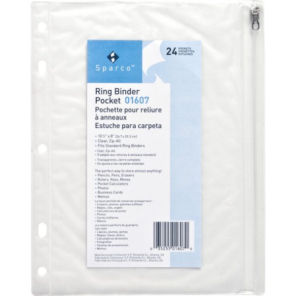 Business Source Punched Economy Binder Pocket - 10  Height x 8  Width - 7 x Holes - Ring Binder - Clear - Plastic - 24   Box For Cheap - Image 2