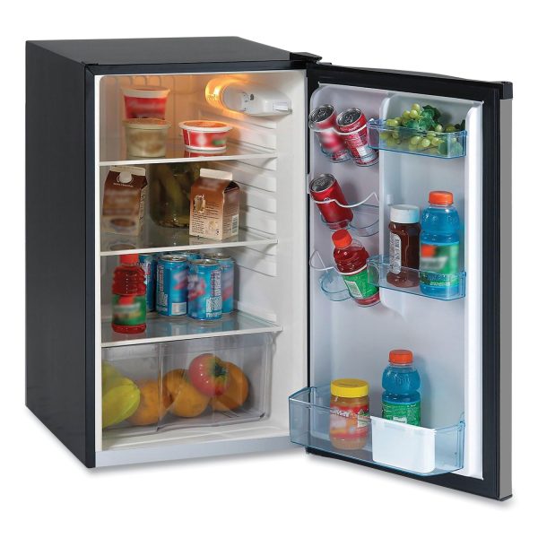 4.4 Cu.Ft. Auto-Defrost Refrigerator, 19.25 x 22 x 33, Black with Stainless Steel Door For Sale - Image 2