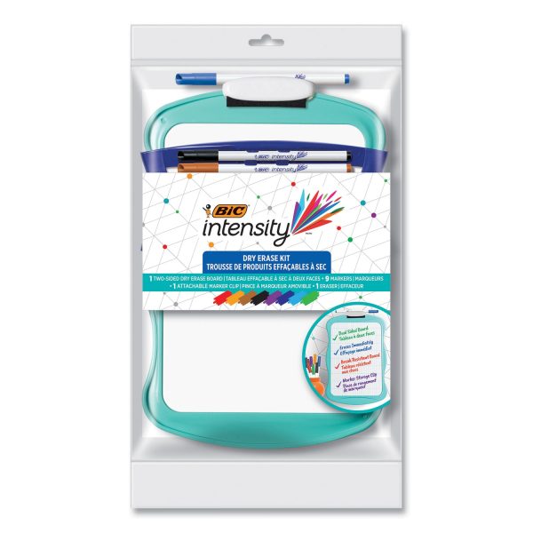 Intensity Dry Erase Board and Markers Kit, 7.8 x 11.8, White Surface, Blue Plastic Frame For Discount - Image 2