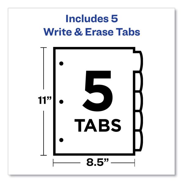 Big Tab Write and Erase Durable Plastic Dividers, 5-Tab, 11 x 8.5, Assorted, 1 Set For Discount - Image 4