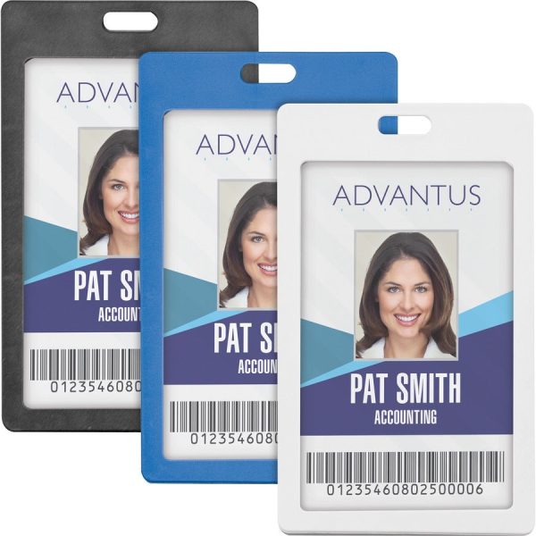 Advantus Vertical Rigid ID Badge Holder - Support 2  x 3.25  Media - Vertical - Plastic - 6   Pack - Black For Discount - Image 5