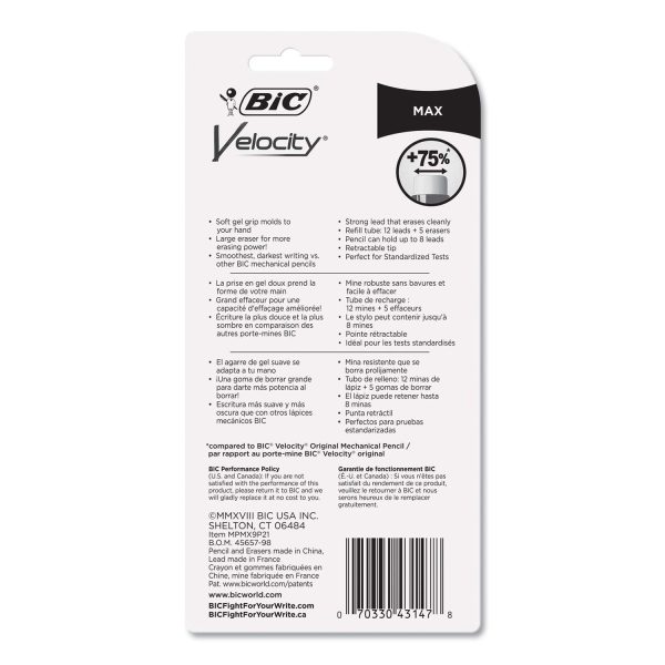 Velocity Max Pencil, 0.9 mm, HB (#2), Black Lead, Assorted Barrel Colors, 2 Pack Supply - Image 5