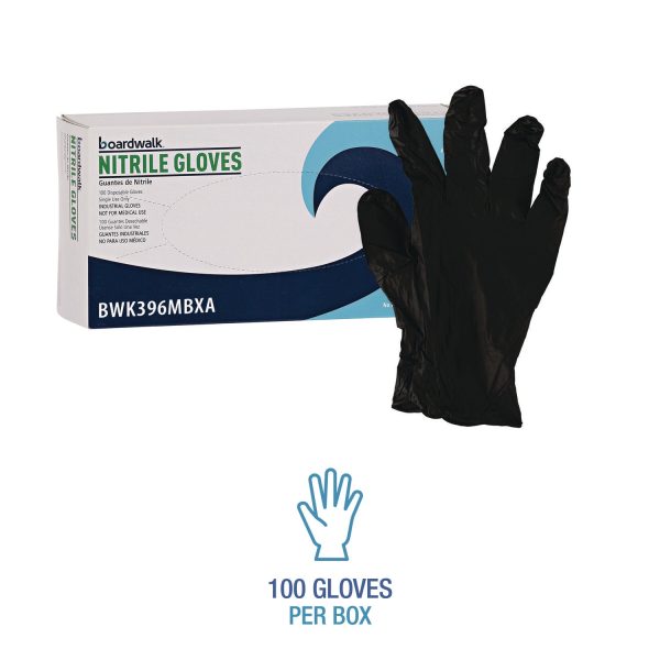 Disposable General-Purpose Powder-Free Nitrile Gloves, Medium, Black, 4.4 mil, 100 Box on Sale - Image 5