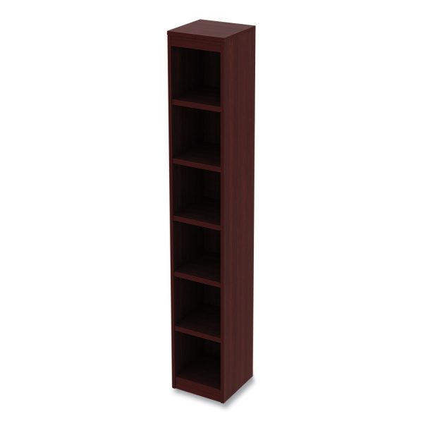 Alera Valencia Series Narrow Profile Bookcase, Six-Shelf, 11.81w x 11.81d x 71.73h, Mahogany Fashion - Image 3