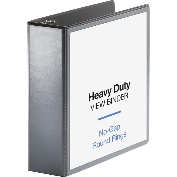 Business Source Heavy-duty View Binder - 3  Binder Capacity - Letter - 8 1 2  x 11  Sheet Size - 625 Sheet Capacity - Round Ring Fastener(s) - 2 Internal Pocket(s) - Polypropylene, Chipboard - Black - Heavy Duty, Wrinkle-free, Gap-free Ring, Non-glar Online Hot Sale