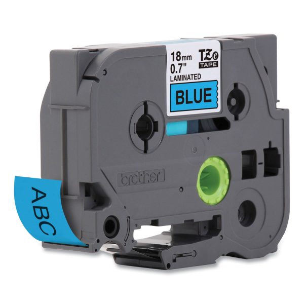 TZe Standard Adhesive Laminated Labeling Tape, 0.7  x 26.2 ft, Black on Blue For Cheap - Image 5
