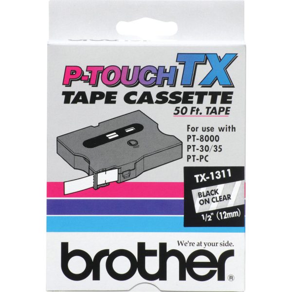 Brother TX Series Laminated Tape Cartridge - 1 2  Width - Direct Thermal - Clear - 1 Each Supply - Image 2