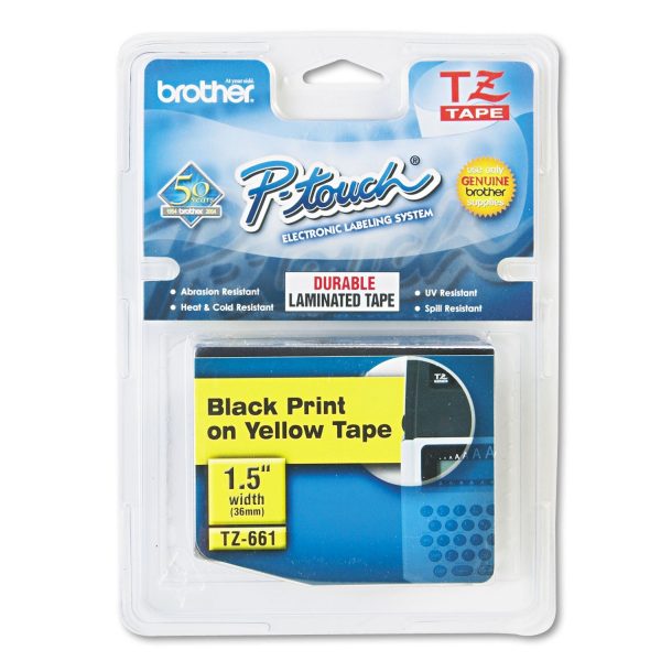 TZe Standard Adhesive Laminated Labeling Tape, 1.4  x 26.2 ft, Black on Yellow Hot on Sale
