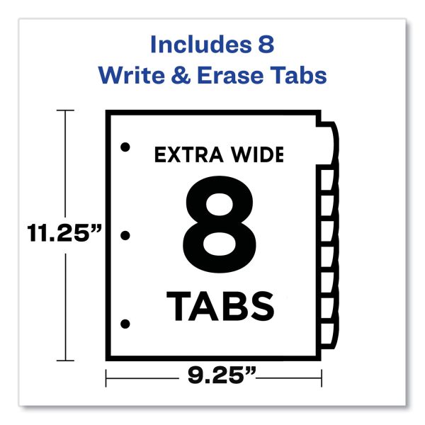 Write and Erase Durable Plastic Dividers with Straight Pocket, 8-Tab, 11.13 x 9.25, White, 1 Set For Cheap - Image 3