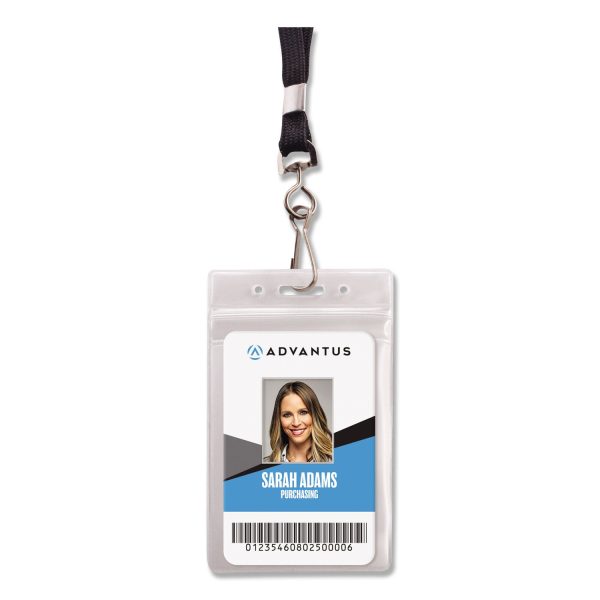 Resealable Badge Holders Combo Pack, 36  Lanyard, Vertical, Transparent Frost 3.68  x 5  Holder, 2.38  x 3.75  Insert, 20 PK Hot on Sale