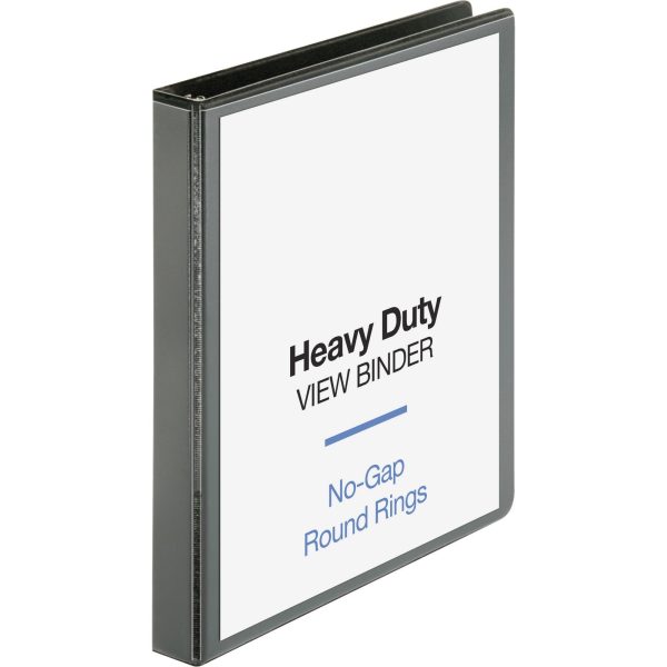Business Source Heavy-duty View Binder - 1  Binder Capacity - Letter - 8 1 2  x 11  Sheet Size - 225 Sheet Capacity - Round Ring Fastener(s) - 2 Internal Pocket(s) - Polypropylene-covered Chipboard - Black - Wrinkle-free, Non-glare, Gap-free Ring, Du Sale