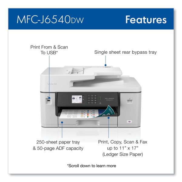 MFC-J6540DW Business Color All-in-One Inkjet Printer, Copy Fax Print Scan Cheap - Image 3